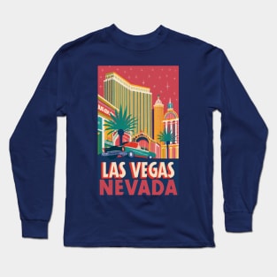 A Vintage Travel Poster of Las Vegas - Nevada - US Long Sleeve T-Shirt